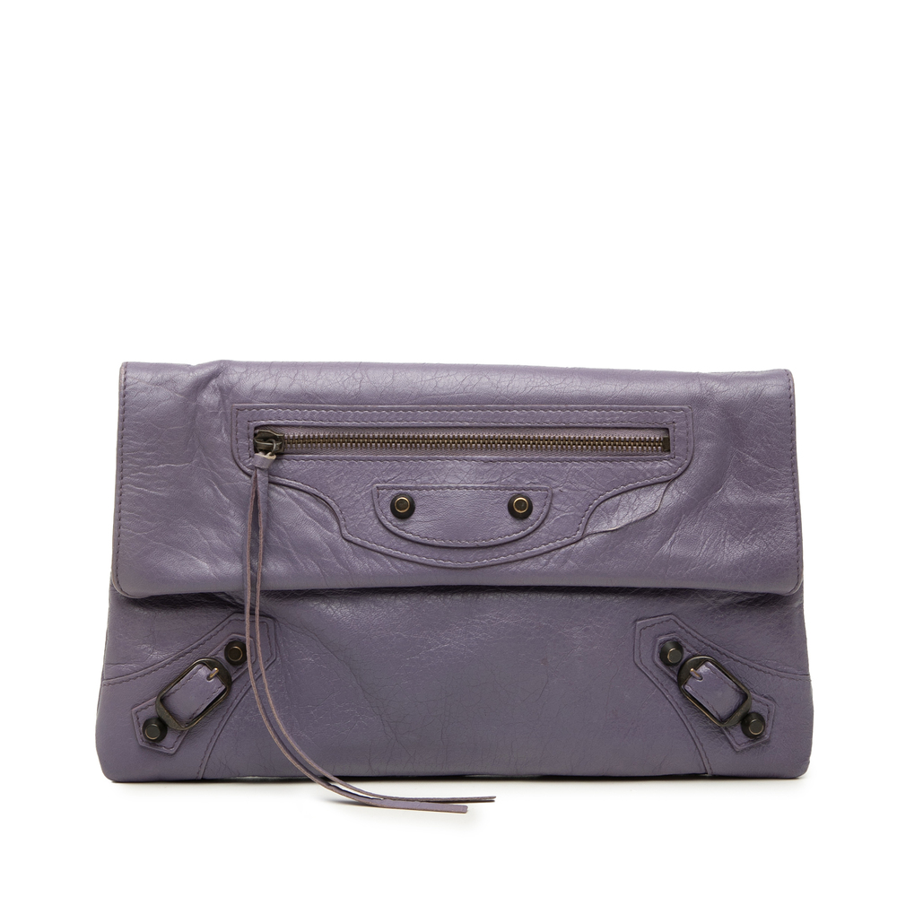 Pre-Loved Balenciaga Lambskin Motocross Classic Envelope Clutch
